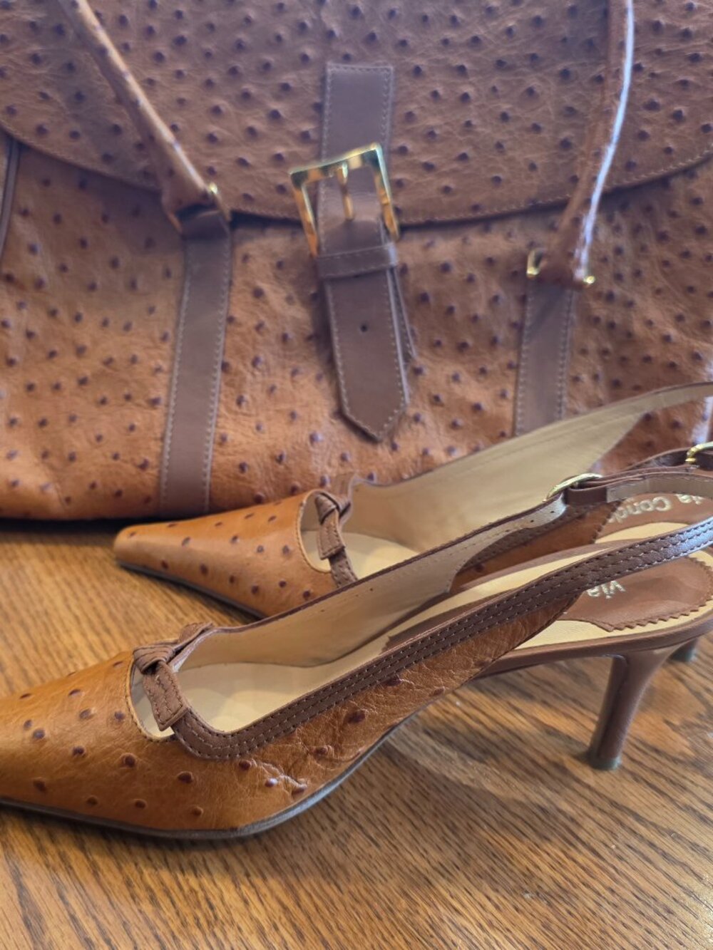 Via Condotti Ostrich Leather Heels